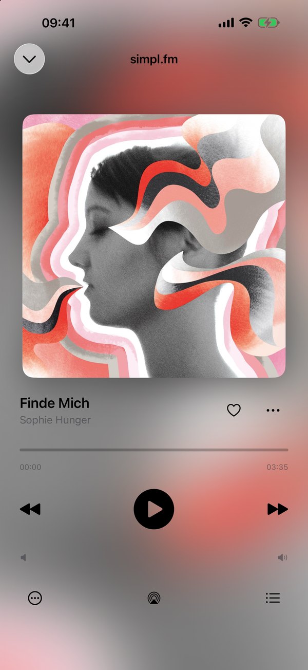 Screenshot von simpl.fm